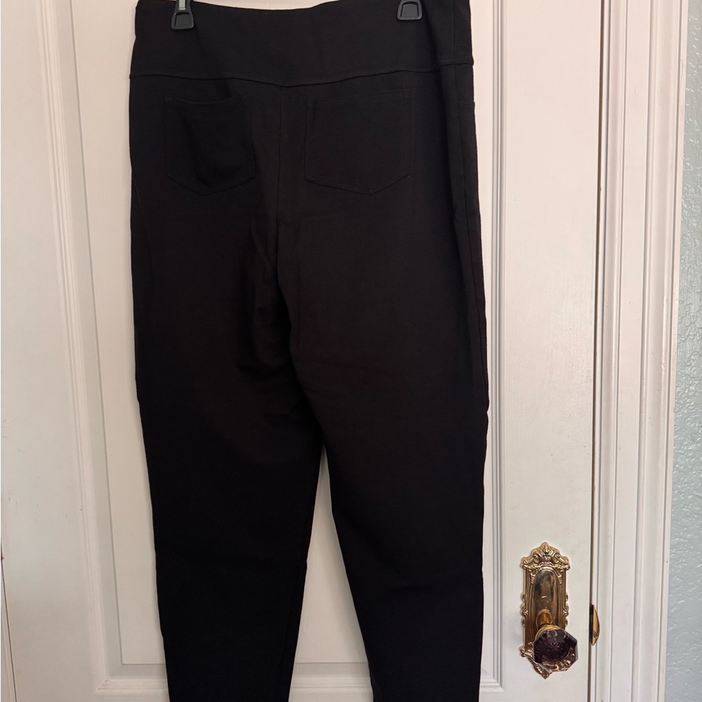 Intro. Black Double Knit Straight Leg Pants
